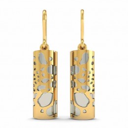 Gold Cylinder Drop Earrings