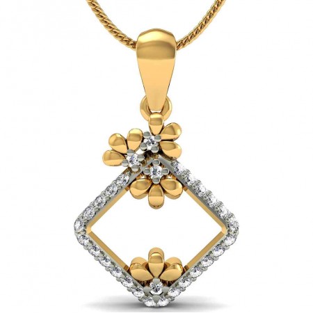 Floral Square Diamond Pendant